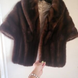 Elegant Brown Fur Shawl